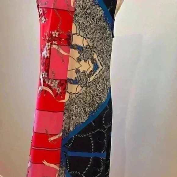 MSK Sleeveless Baroque Print 3-Ring Dress. Blue/Coral/Red Abstract Size Medium - Picture 11 of 12